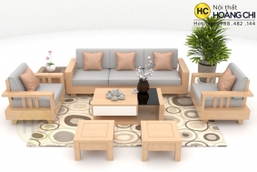 Bộ sofa gỗ bàn ghế phòng khách gỗ sồi- SFG003