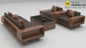 Sofa gỗ óc chó tự nhiên xếp đối xứng-SFG011