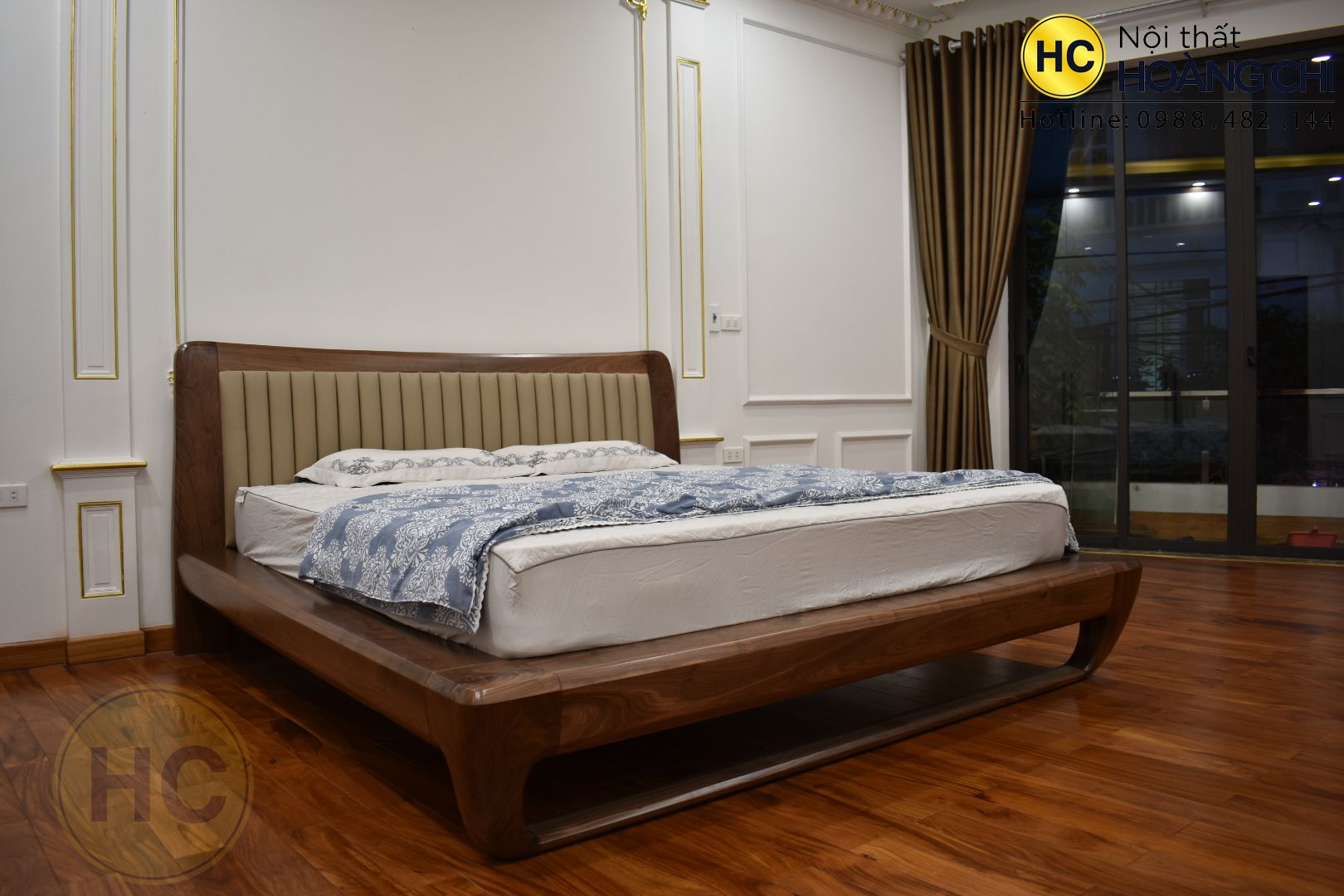 Giường ngủ gỗ óc chó mẫu mới-GN004-1m8 x 2m