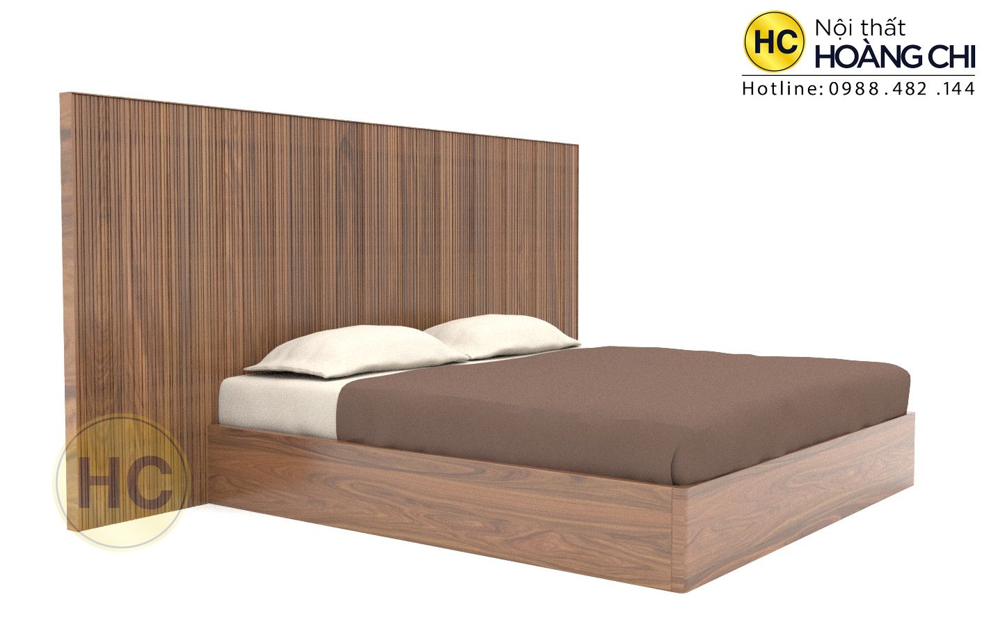 Giường ngủ gỗ - đầu giường lam gỗ